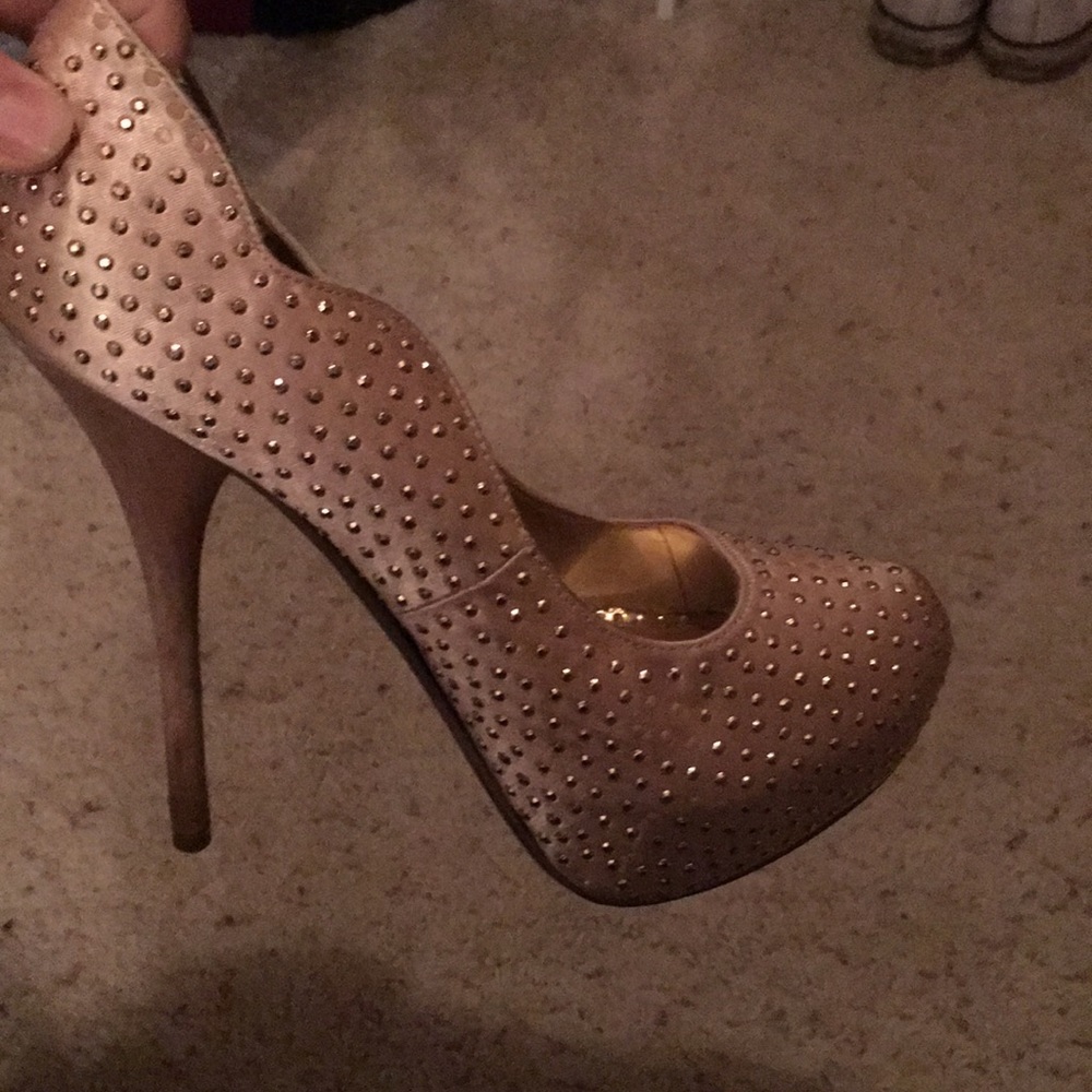 Bling tan heels